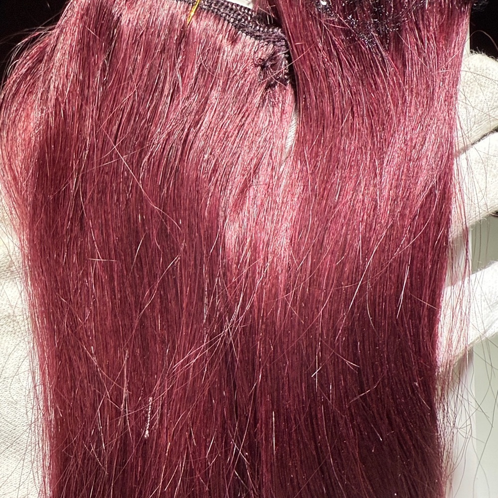 💯% 10” Human Hair 6-1” Straight Extensions, Wine/Burgundy